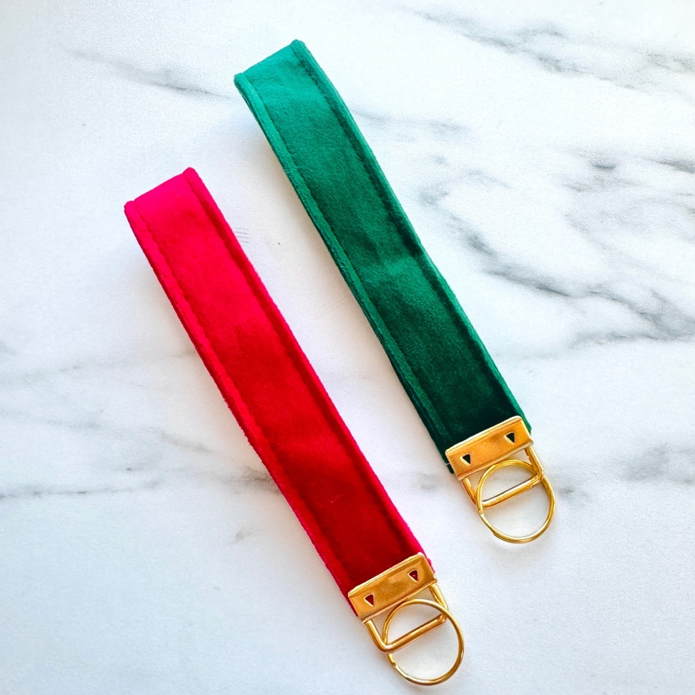 Elegant Red and Green Velvet Keychains